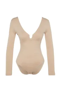Trendyol norková bavlnená elastická priliehavá pletená body s výstrihom do V