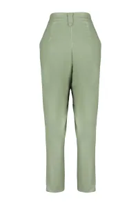 Trendyol khaki mrkva tkané vpredu nohavice z umelej kože na gombíky