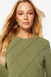 Trendyol Khaki steh detail aerobínové tkané maxi šaty