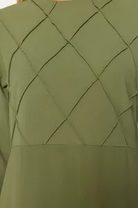 Trendyol Khaki steh detail aerobínové tkané maxi šaty