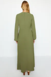 Trendyol Khaki steh detail aerobínové tkané maxi šaty