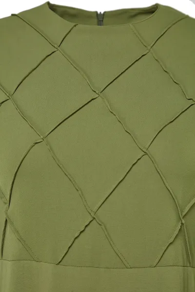 Trendyol Khaki steh detail aerobínové tkané maxi šaty