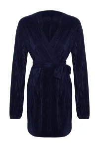 Trendyol Navy Modrý pás/korčuliar Pletené podšité plisované elegantné večerné šaty