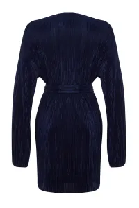 Trendyol Navy Modrý pás/korčuliar Pletené podšité plisované elegantné večerné šaty