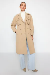 Trendyol béžový oversize široký strih vodoodpudivý trenčkot