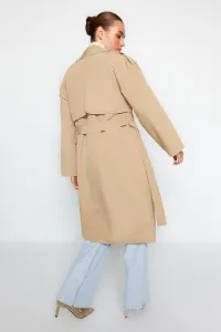 Trendyol béžový oversize široký strih vodoodpudivý trenčkot