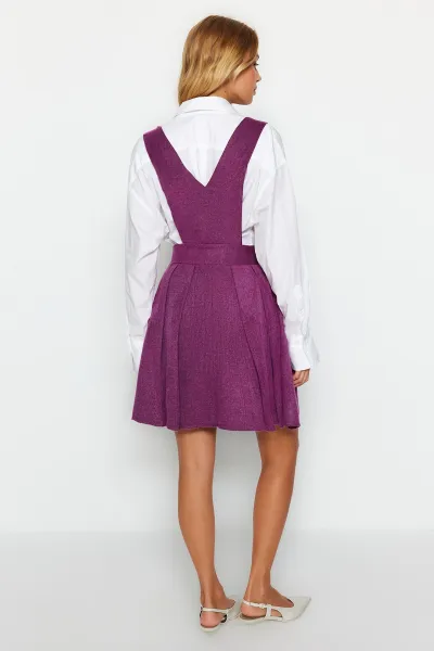 Trendyol Damson Mini Gilet Tkané gombíky detailne tkané šaty