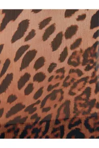 Koton Chiffon Blouse Leopard Patterned Draped Collar Balloon Sleeve