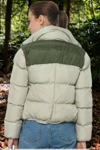 Z6649 ROSNÝ DÁMSKY KABÁT-KHAKI-STONE