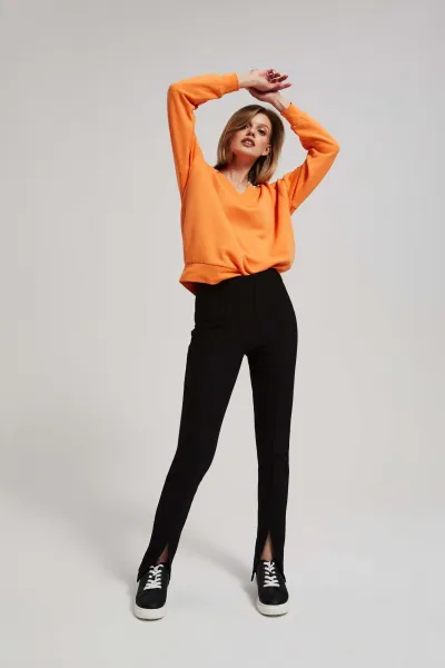 Marisse Orange V-Neck Sweatshirt