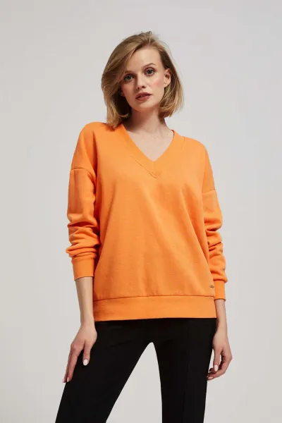 Marisse Orange V-Neck Sweatshirt