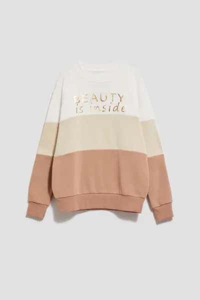 Marisse Dark Beige Printed Sweatshirt