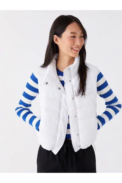 LC Waikiki Lcwk Women's Stand Collar Plain Puffer Vest