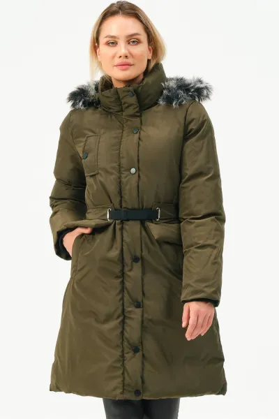 Z6774 DEWBERRY WOMEN'S COAT-KHAKI