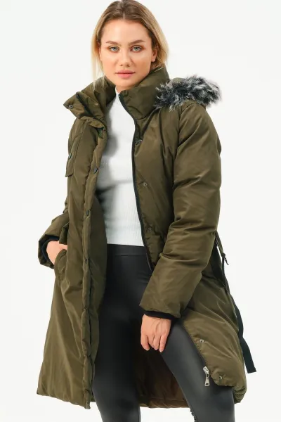 Z6774 DEWBERRY WOMEN'S COAT-KHAKI