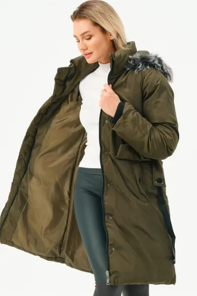 Z6774 DEWBERRY WOMEN'S COAT-KHAKI