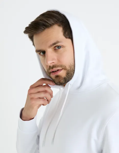 Biela pánska mikina s kapucňou Celio Fesix
