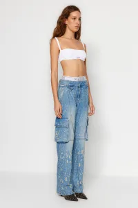 Trendyol X Sagaza Studio modrý elastický detail a na sebe džínsy