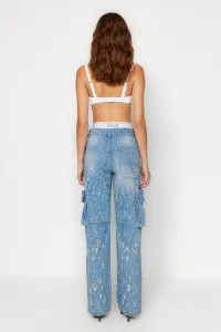 Trendyol X Sagaza Studio modrý elastický detail a na sebe džínsy