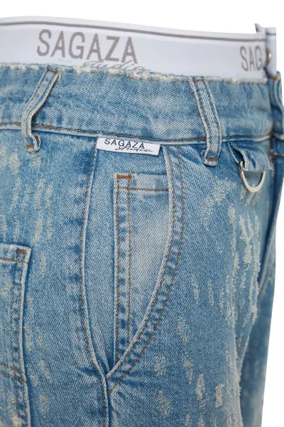 Trendyol X Sagaza Studio modrý elastický detail a na sebe džínsy