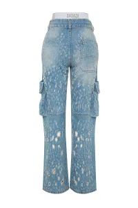 Trendyol X Sagaza Studio modrý elastický detail a na sebe džínsy