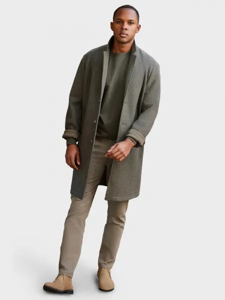 Ombre Men's lightweight single-breasted coat - graphite-khaki