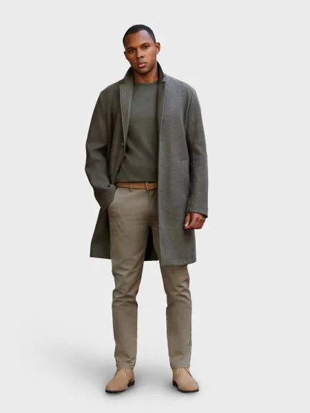 Ombre Men's lightweight single-breasted coat - graphite-khaki
