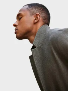 Ombre Men's lightweight single-breasted coat - graphite-khaki