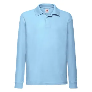 Blue Long Sleeve Polo Shirt Fruit of the Loom