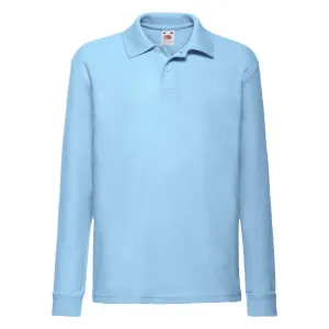 Blue Long Sleeve Polo Shirt Fruit of the Loom