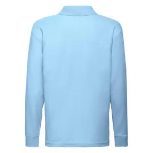 Blue Long Sleeve Polo Shirt Fruit of the Loom