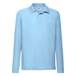 Blue Long Sleeve Polo Shirt Fruit of the Loom