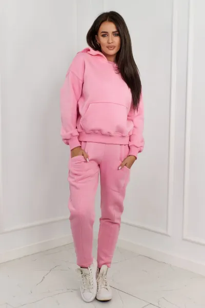 Insulated set sweatshirt + trousers light pink