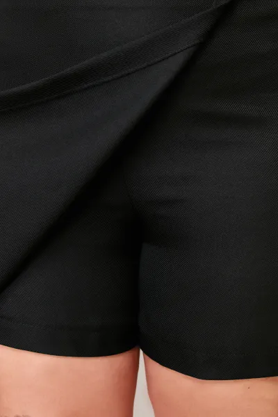 Trendyol Curve Čierna Rovná Krátka Sukňa Finike Tkaná Sukňa Veľkej Veľkosti