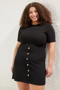 Trendyol Curve Čierna Jednoduchá Základná Tweed Sukňa Plus Veľkosť
