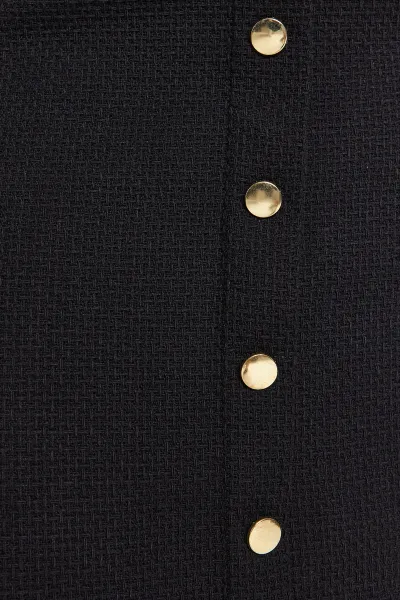 Trendyol Curve Čierna Jednoduchá Základná Tweed Sukňa Plus Veľkosť