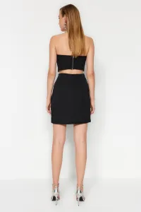 Trendyol Black Stones Printed Fitted Skirt