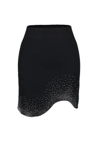 Trendyol Black Stones Printed Fitted Skirt