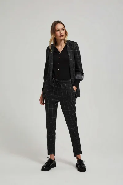 Marisse Black Checkered Trousers