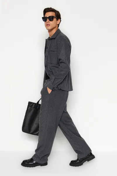 Trendyol Gray Wide Leg Stamp Trousers
