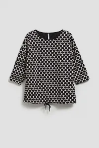 Marisse Blouse With A Geometric Pattern, White And Navy Blue