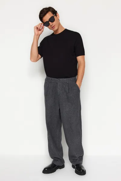 Trendyol Gray Wide Leg Stamp Trousers