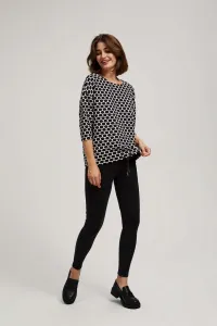 Marisse Blouse With A Geometric Pattern, White And Navy Blue