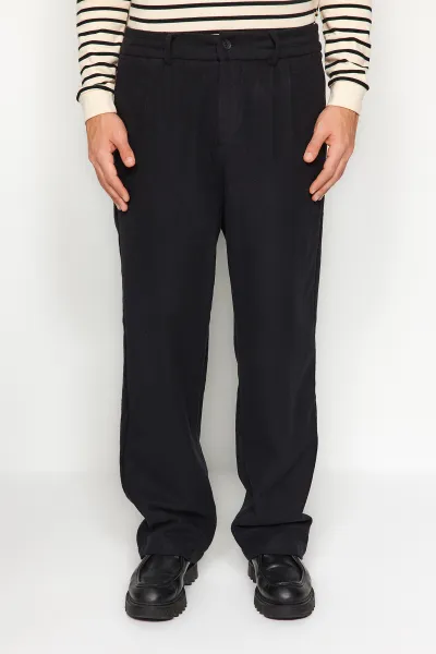 Trendyol Black Wide Leg Stamped Trousers