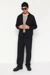 Trendyol Black Wide Leg Stamped Trousers