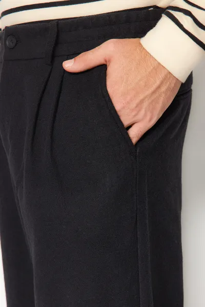 Trendyol Black Wide Leg Stamped Trousers