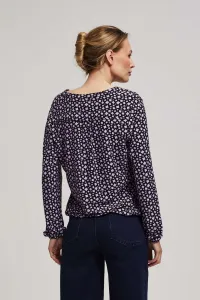 Marisse Patterned V-Neck Blouse In Lavender