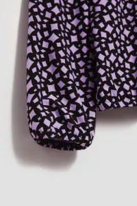 Marisse Patterned V-Neck Blouse In Lavender