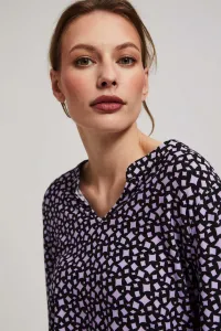 Marisse Patterned V-Neck Blouse In Lavender