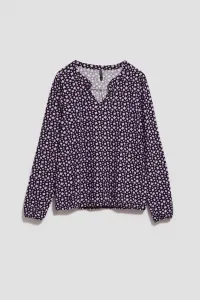 Marisse Patterned V-Neck Blouse In Lavender